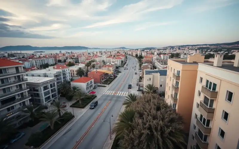 Larnaka w styczniu 2026: widok z lotniska na miasto, piękne plaże i hotele w naturalnym świetle