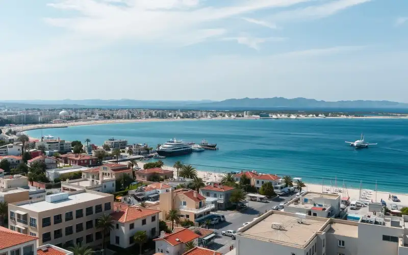 Larnaka 2026: Widok na miasto z lotniska, łączenie Finikoudes i plaży Mackenzie, idealne miejsce na relaks